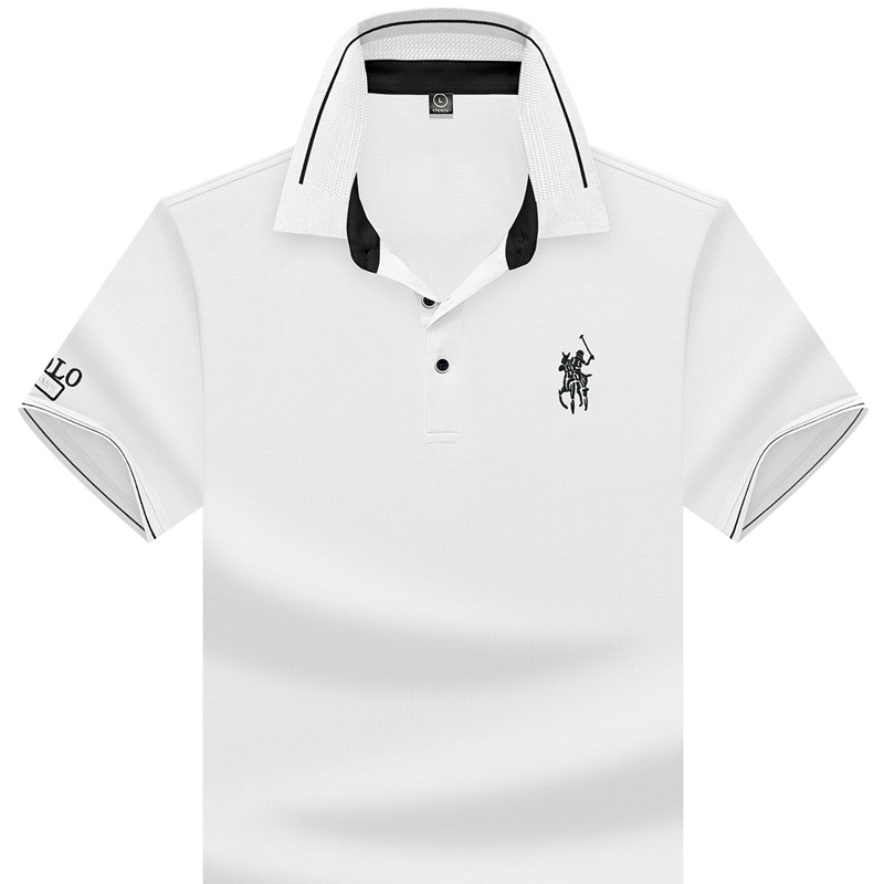 Alibaba Tiger Men's Summer New Collection Solid Color Embroidery Business Spot Short Sleeve Daily Leisure Fashion Men's Polo Shirt