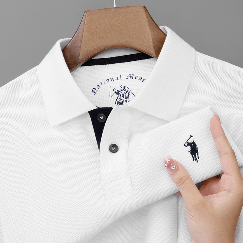 Alibaba Tiger's new long sleeved T-shirt for men, middle-aged and young, polo shirt, silk cotton spring and autumn top, business men's T-shirt