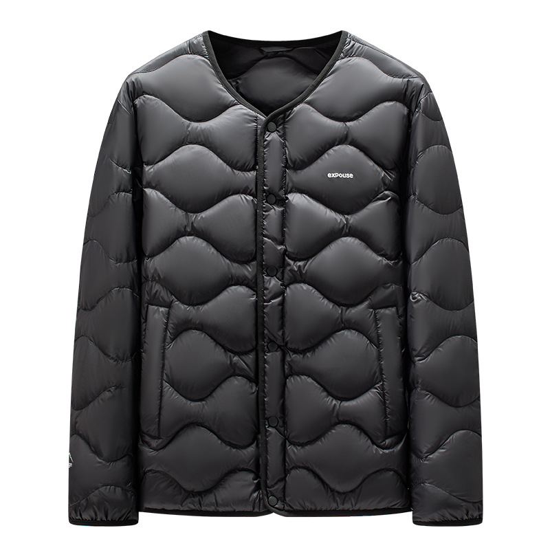 Cross border foreign trade spot lightweight down liner winter men's V-neck portable simple and warm white duck down jacket a