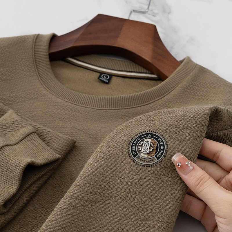 [Double sided sandwich jacquard] Alibaba Tiger Spring and Autumn New Trendy Long Sleeve Exquisite Embossed Casual Men's Sweatshirt