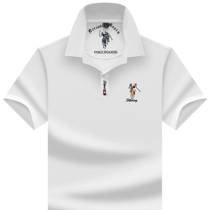 100% pure cotton Paul shirt men's summer collar short sleeved men's T-shirt solid color embroidery casual men's polo shirt men