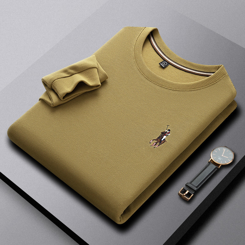 Cuba Ge Hua Fu Ge Ali Hu Spring and Autumn New Collection Heavy duty Long Sleeve Round Neck Solid Color Light Business Simple Hoodie for Men