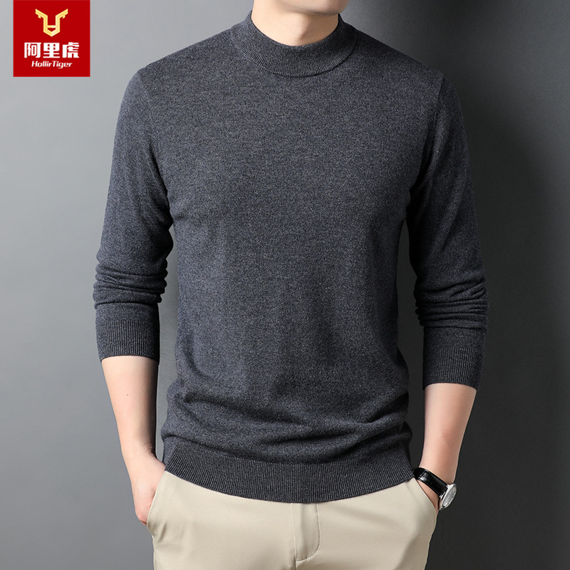 Alibaba Tiger men's autumn new item in stock fine yarn base sweater fashionable casual business men's wool sweater