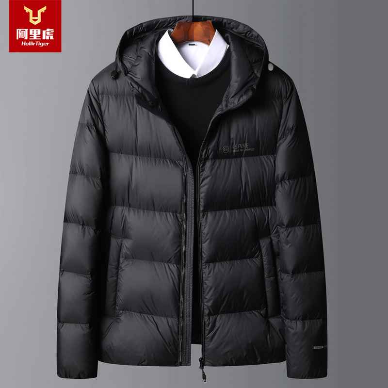 Winter New Simple and Versatile Hooded Down Jacket for Men, Thickened, Middle aged and Youth, Warm and Trendy Bread Down Jacket