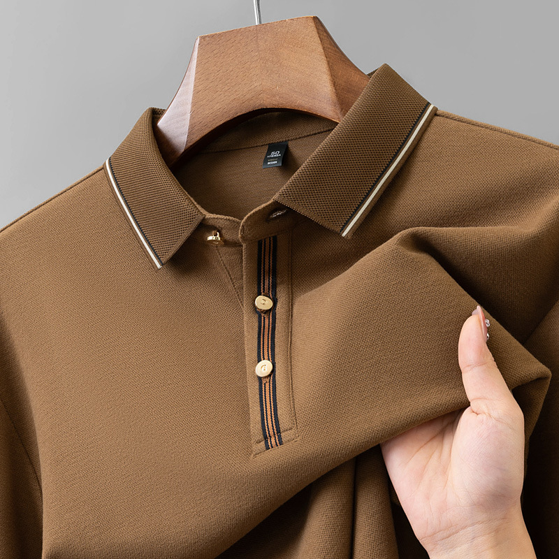 Autumn New Product Men's Long Sleeve Polo Shirt Men's Polo Collar Business Casual Collar Color blocked Polo Shirt Men's Men's Men's Clothing Wholesale