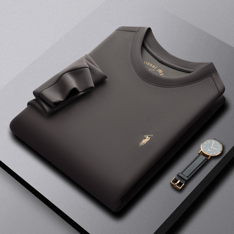 Paul Qianlima genuine men's round neck long sleeved T-shirt for spring and autumn casual versatile top, business dad outfit hoodie