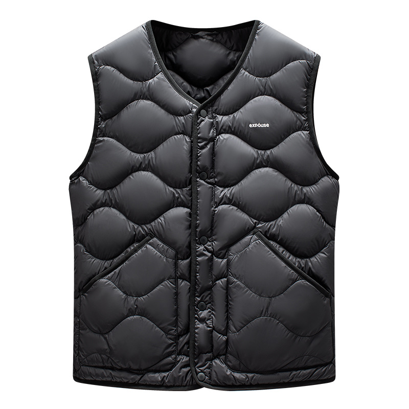 Down vest men's autumn and winter new style solid color versatile casual warm inner liner lightweight white duck down sleeveless jacket