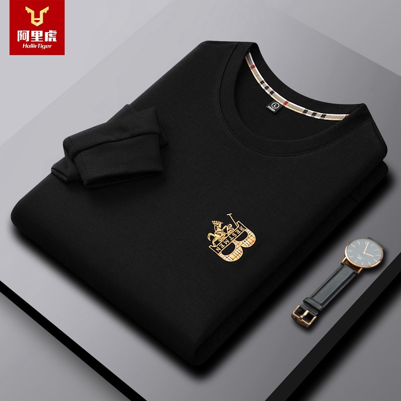 Alibaba Tiger round neck hoodie men's base shirt 2024 new spring and autumn clothes long sleeved t-shirt men's base shirt