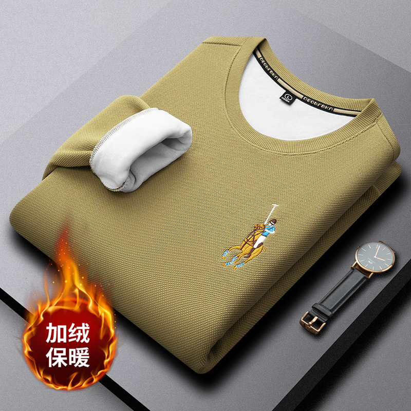 Paul's autumn and winter Huafuge hoodie brand embroidered high-end T-shirt round neck long sleeved men's fleece warm hoodie