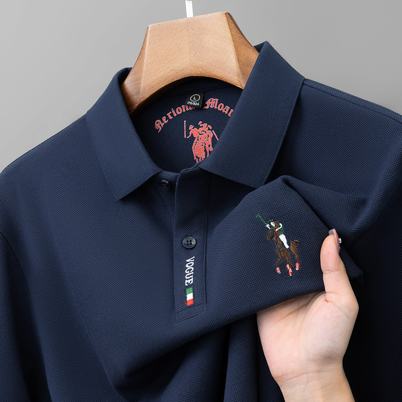 Alibaba Tiger Men's Autumn Spot Embroidery New Cotton Long Sleeve Fashion Combination Business Polo Shirt for Men