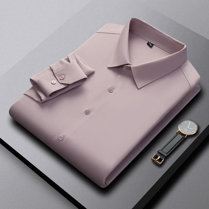 Spring and autumn spot cardigans, lapels, long sleeved shirts, neat fit, business casual men's non ironing shirts, inch shirts