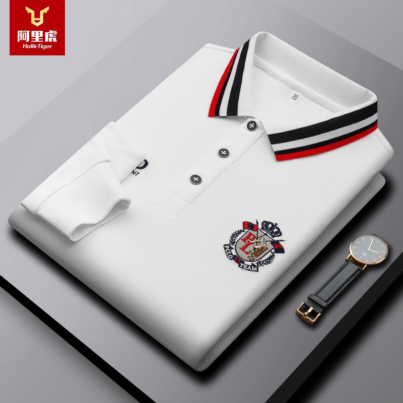 Alibaba Tiger Men's Autumn New Embroidered Cotton Spot Long Sleeve Daily Casual Fashion Men's Polo Shirt