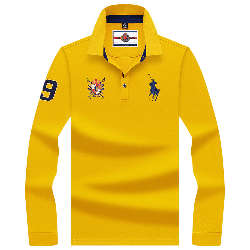 Alibaba Tiger Men's Autumn New Collection Solid Color Spot Embroidery Long Sleeve Fashion Combination Business Polo Shirt Men's Shirt