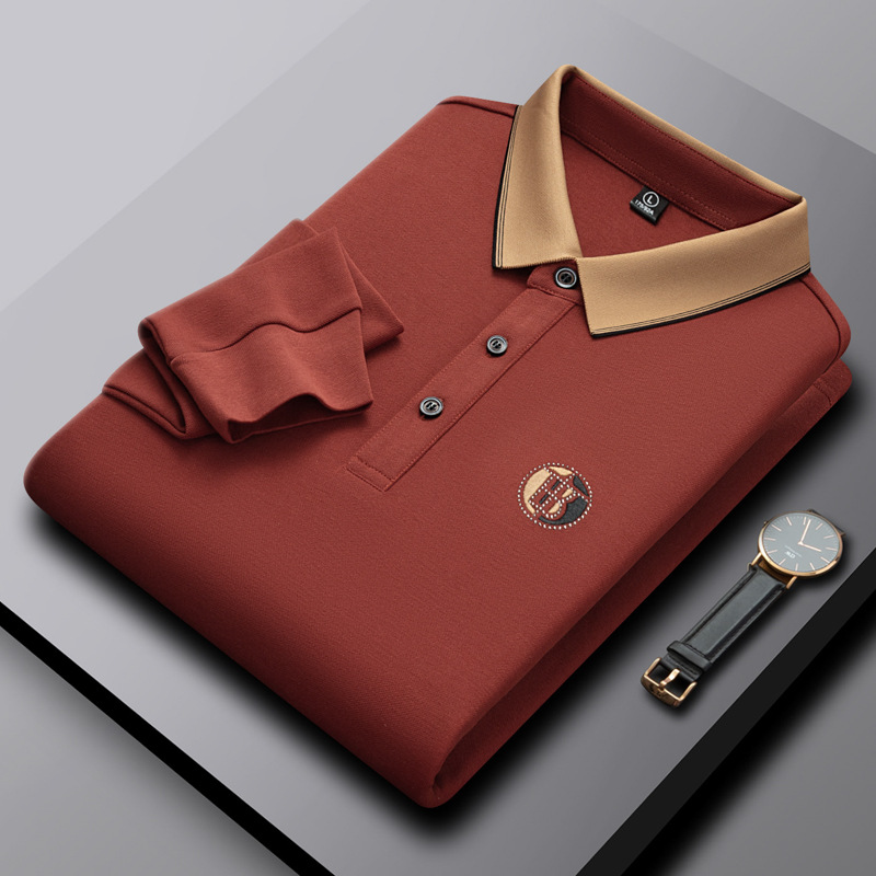 Discounted Clearance Spring and Autumn New Style Long Sleeve T-shirt, Collar, Dad, Foreign Trade, Father, Business, Leisure, Commuting, Men's Polo Shirt