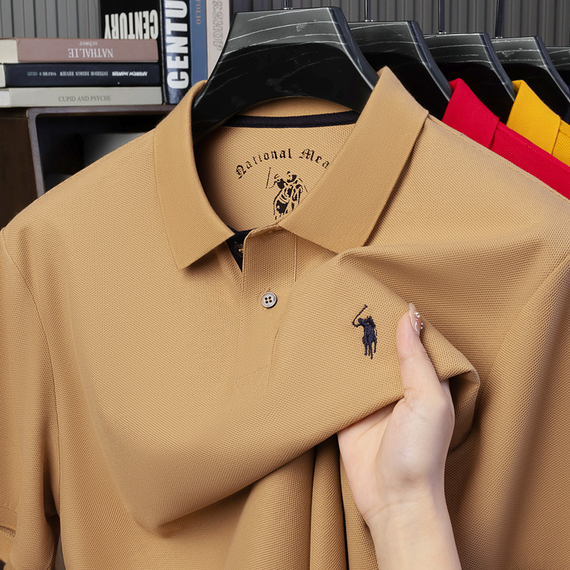 Specially designed for cross-border high-end Paul's 100% pure cotton Polo shirts, men's summer short sleeved t-shirts, lapel embroidered small horse logo 3