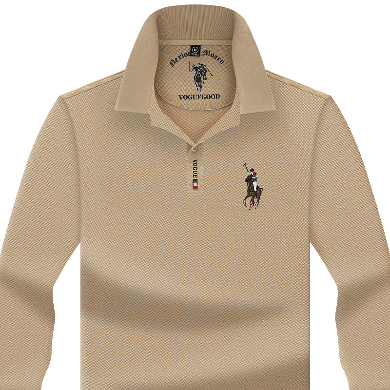 Cotton polo shirt for men, spring and autumn brand, men's cotton t-shirt, long sleeved men's t-shirt, new style, high-end polo shirt with body and blood