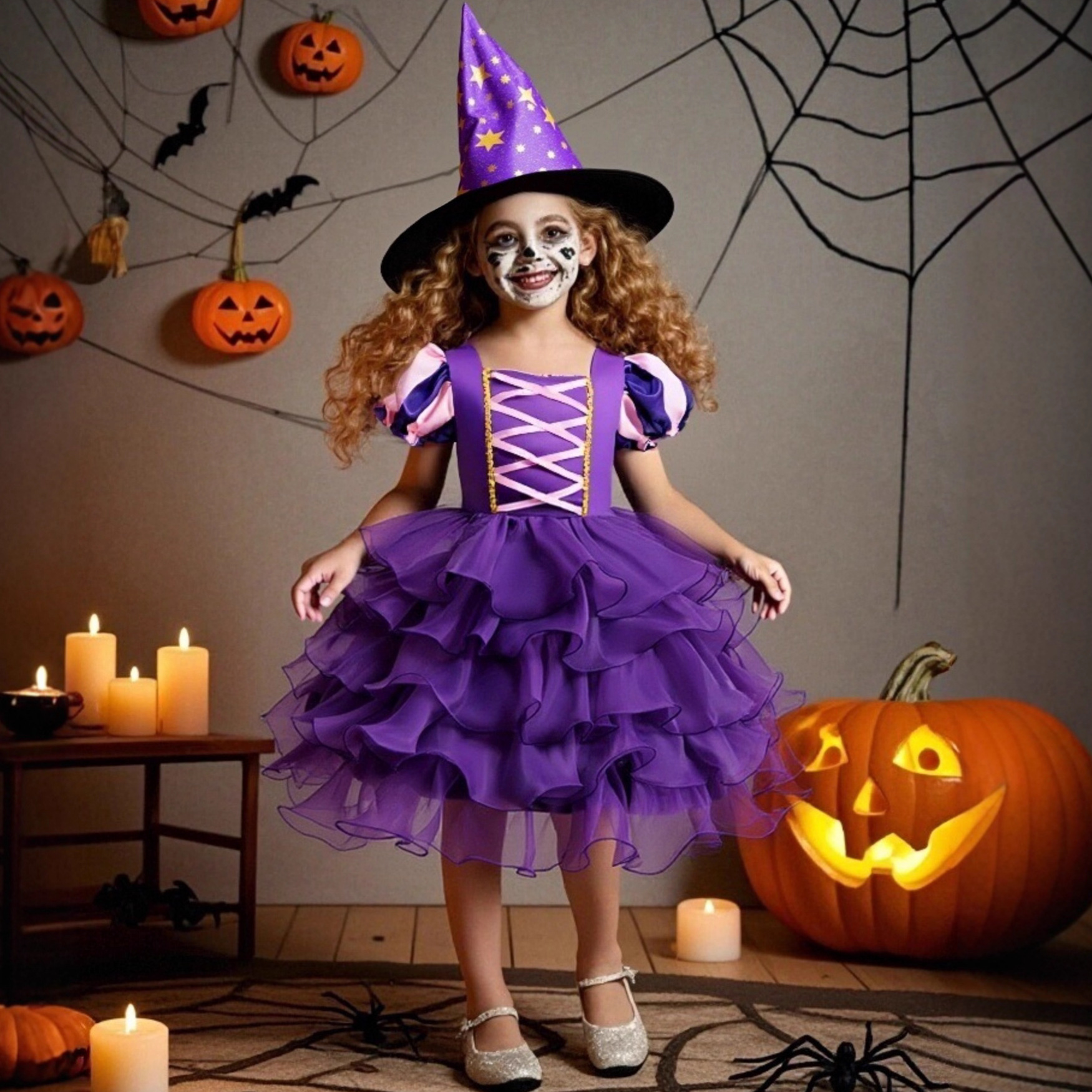 New holiday atmosphere costume for foreign trade, orange black princess dress, Halloween makeup ball, cosplay performance costume