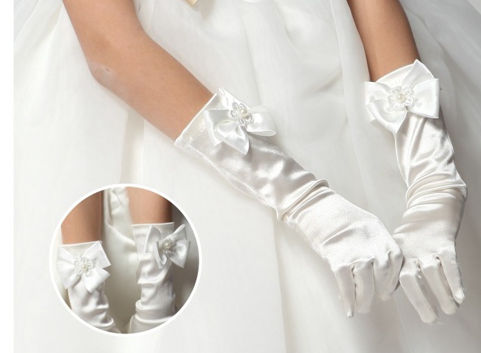 Hot selling children's gloves, flower girl wedding dresses, bow dresses, white and pink hands, wholesale one piece dropshipping Hot selling children's gloves, flower girl wedding dresses, bow dresses, white and pink hands, wholesale one piece dropshipping