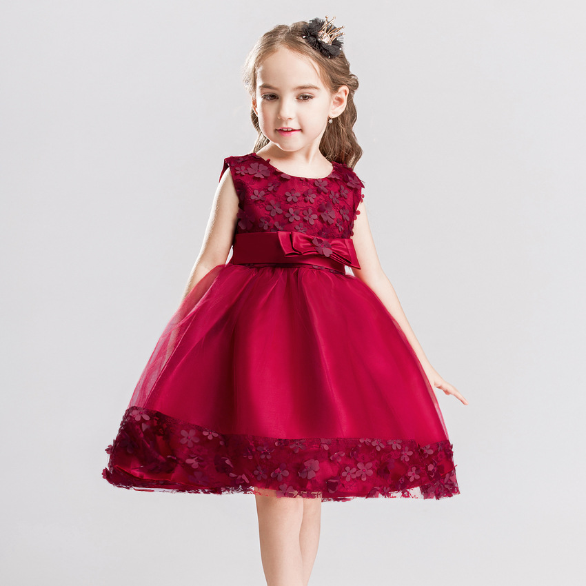 A popular foreign trade children's dress, bow princess dress, girls' campus program performance costume in stock for dropshipping