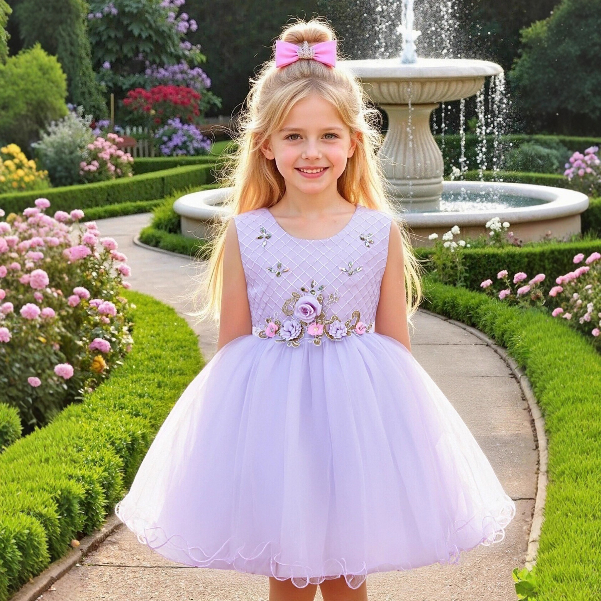Spring and summer new children's dress, foreign trade flower sleeveless girls' wedding dress, flower children's clothing, princess fluffy dress