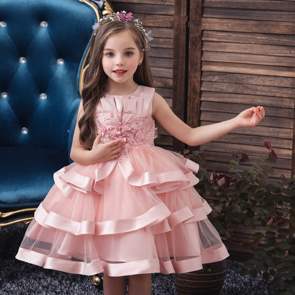 Cross border hot selling children's dresses, fluffy skirts, embroidered girls' princess dresses, children's performance costumes, children's dresses