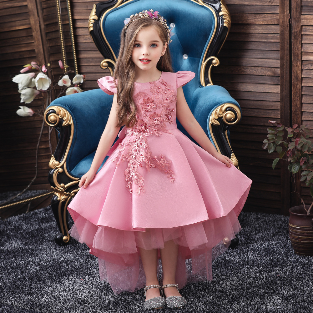 New European and American children's dress, princess dress, flower girl wedding dress, fluffy dress, one piece hair replacement