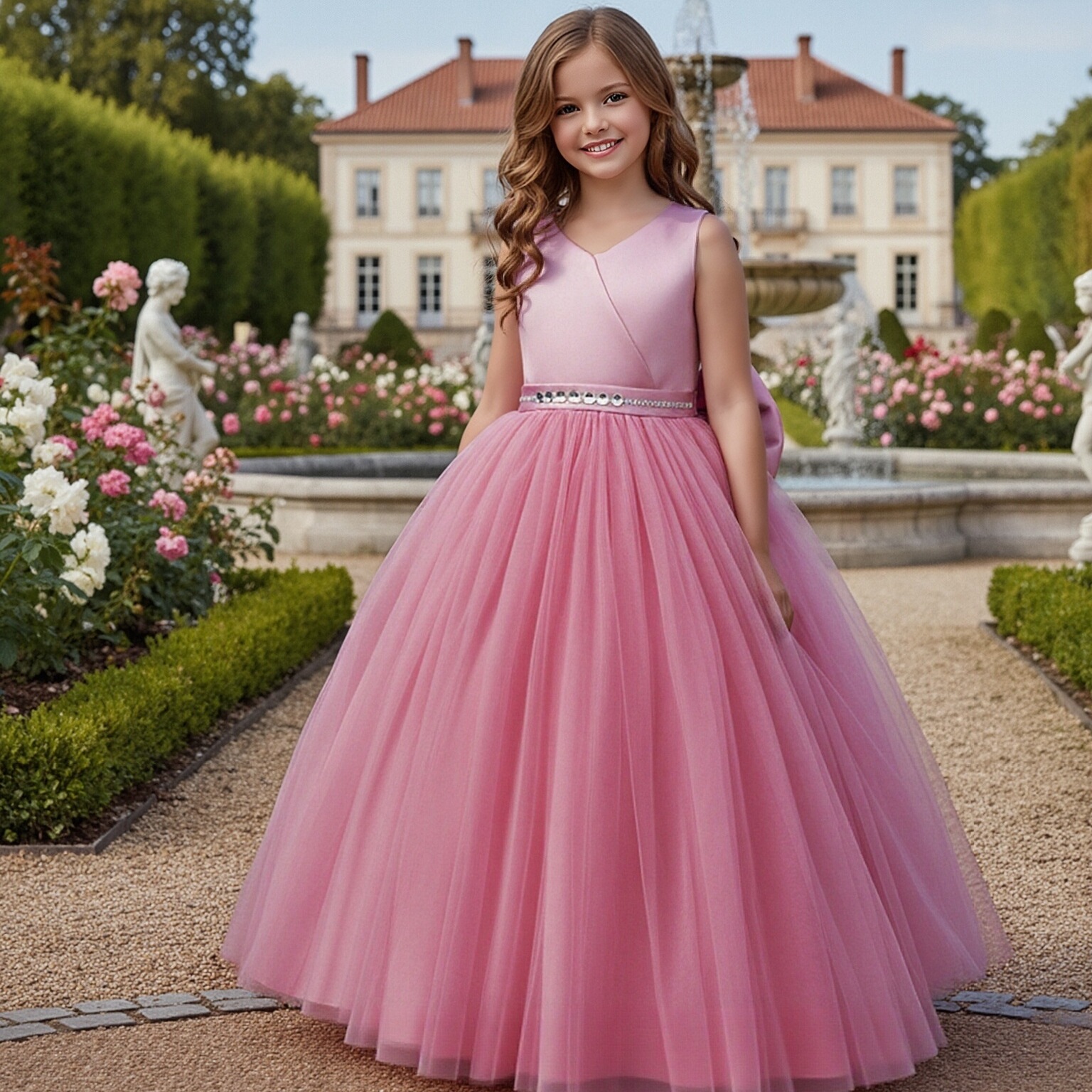 Hot selling children's princess dresses in Europe and America, stylish hosting models, runway shows, piano performance costumes, flower girl wedding evening gowns
