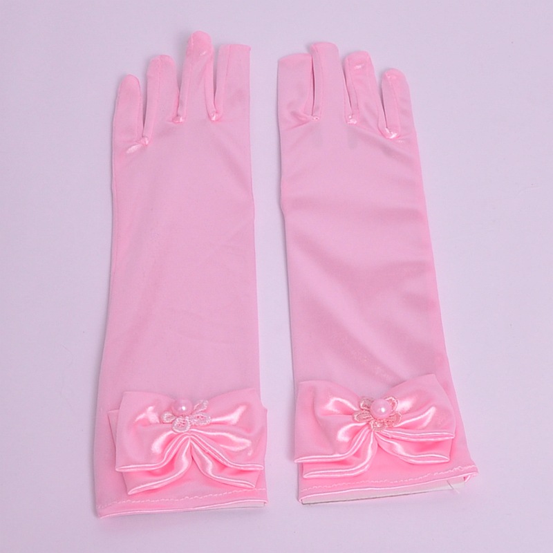 Hot selling children's gloves, flower girl wedding dresses, bow dresses, white and pink hands, wholesale one piece dropshipping
