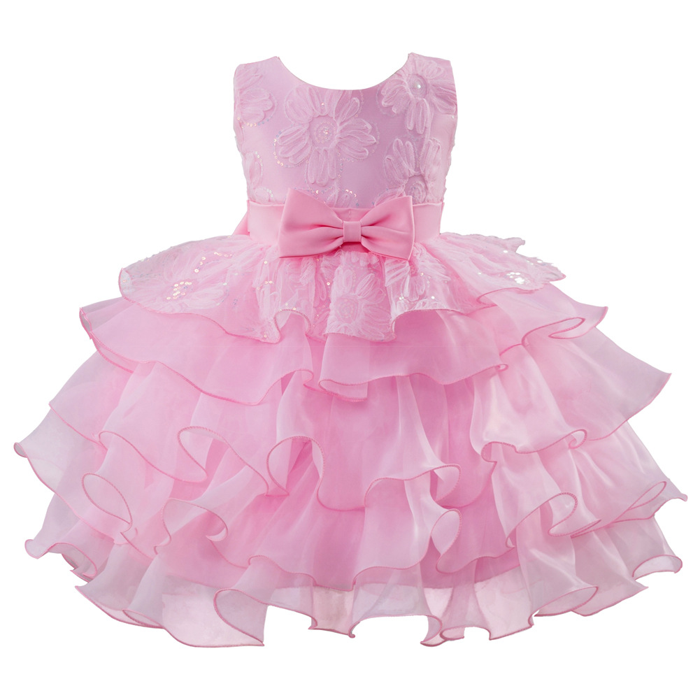 Foreign trade hot selling new children's dresses, flower children's wedding dresses, sequins, flower princess fluffy dresses, piano runway performance costumes