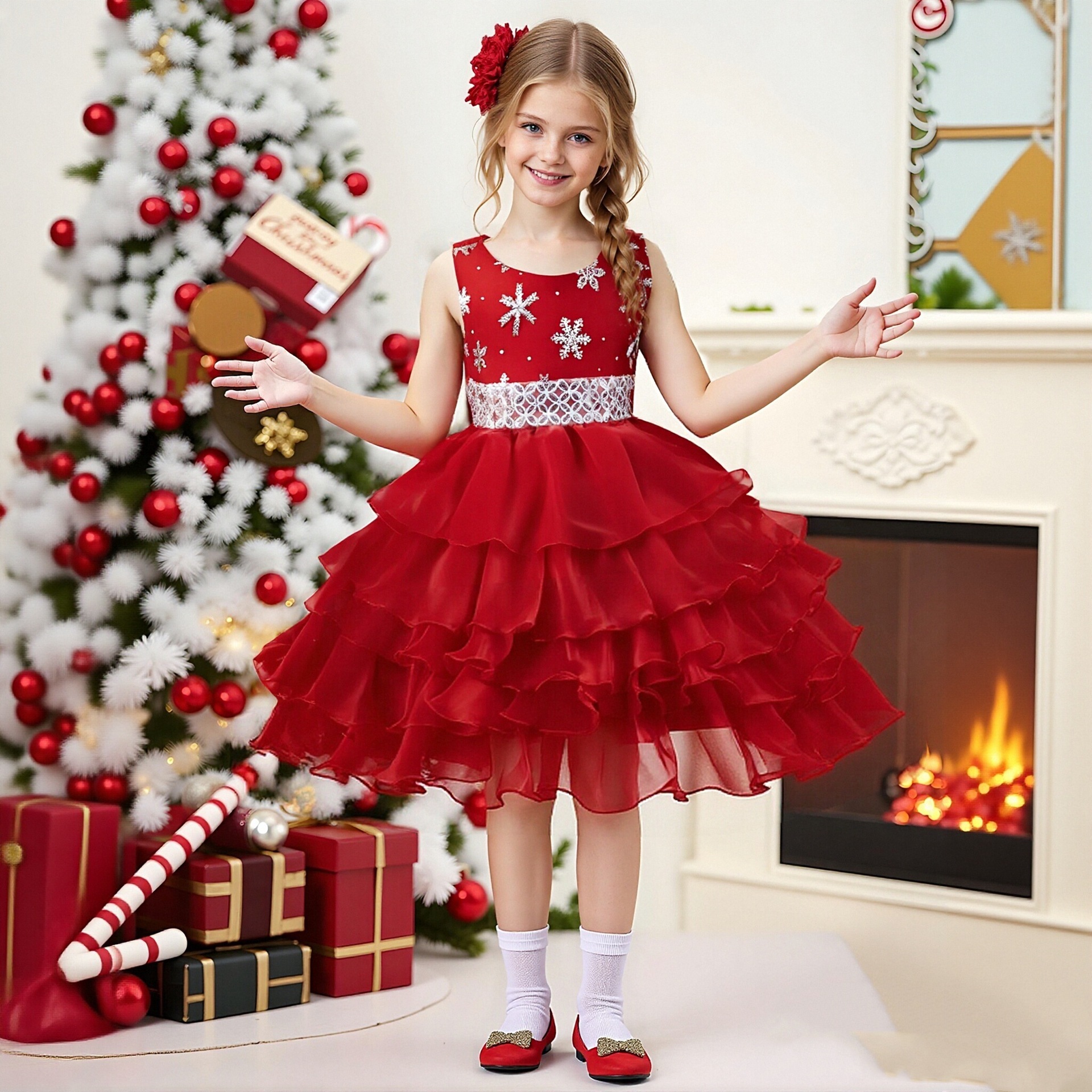 New children's dress princess dress girls sleeveless sequined cake dress girls Christmas holiday banquet dress in stock
