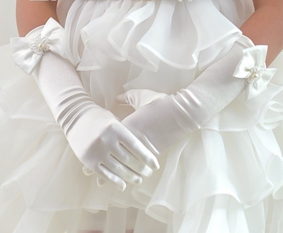 Hot selling children's gloves, flower girl wedding dresses, bow dresses, white and pink hands, wholesale one piece dropshipping Hot selling children's gloves, flower girl wedding dresses, bow dresses, white and pink hands, wholesale one piece dropshipping