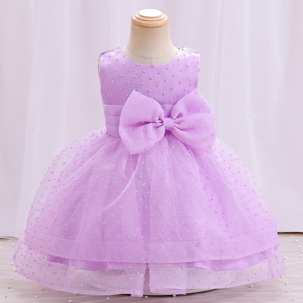Foreign trade baby wash dress, one year and one month old dress, girls' mesh fluffy dress, big bow princess dress in stock