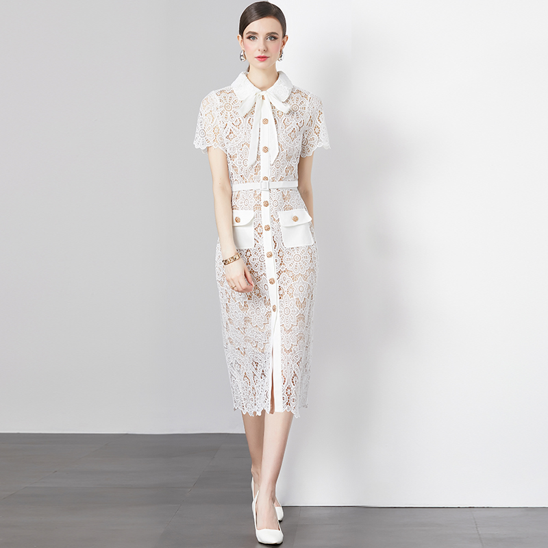 Real shot - boutique counter with belt, water-soluble long style dress with temperament Real shot - boutique counter with belt, water-soluble long style dress with temperament