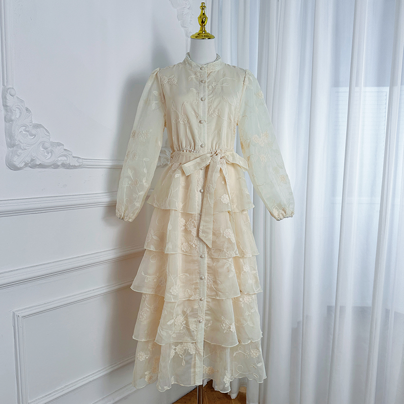 Heavy Industry French Palace Style Boutique Large Embroidered Elastic Waist with Belt Elegant Cake Skirt Heavy Industry French Palace Style Boutique Large Embroidered Elastic Waist with Belt Elegant Cake Skirt