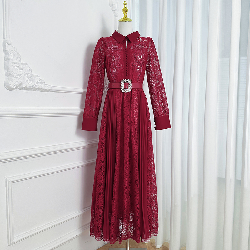 Real shot of handmade flower doll collar with crystal belt, lace splicing, wrinkled chiffon temperament jumpsuit by heavy industry Real shot of handmade flower doll collar with crystal belt, lace splicing, wrinkled chiffon temperament jumpsuit by heavy industry