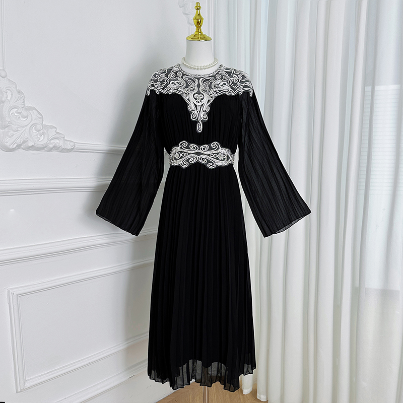 Real time shooting of high-quality heavy-duty pleated handmade plate with nail drill temperament, retro fairy style dress Real time shooting of high-quality heavy-duty pleated handmade plate with nail drill temperament, retro fairy style dress