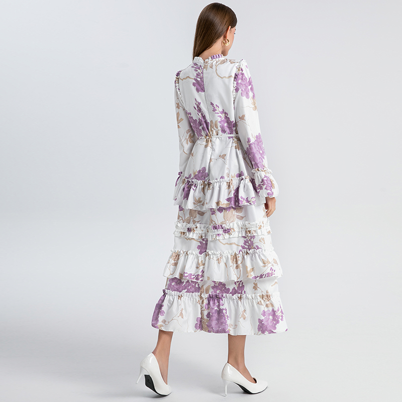 Real time shooting of heavy industry European and American palace style double printed loose fit cake skirt with temperament Real time shooting of heavy industry European and American palace style double printed loose fit cake skirt with temperament