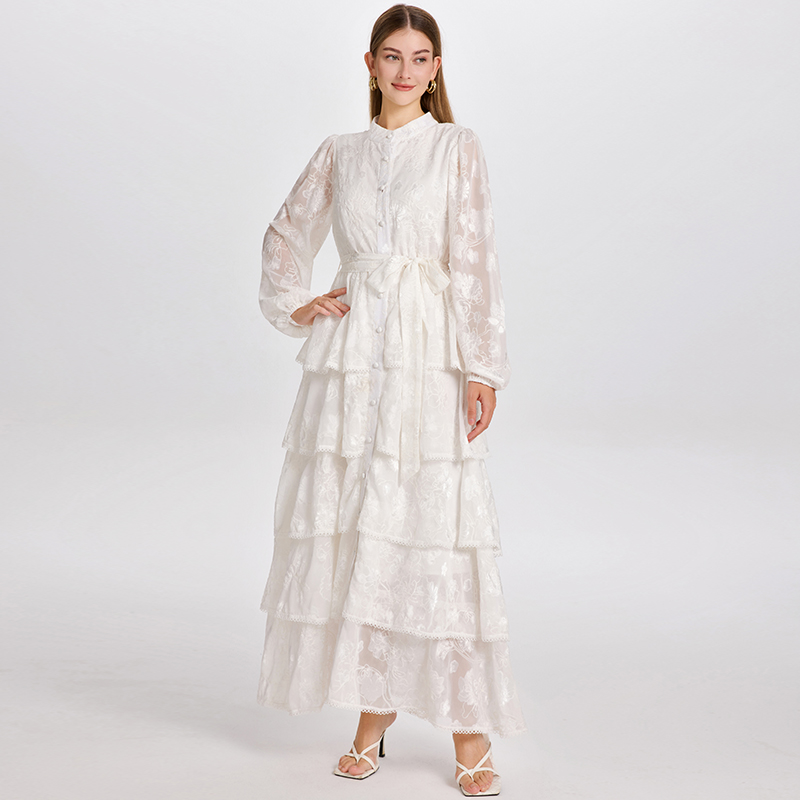 Real time shooting of exquisite palace style cardigan, European and American style embroidery jacquard patchwork lace temperament, waist cinching cake skirt Real time shooting of exquisite palace style cardigan, European and American style embroidery jacquard patchwork lace temperament, waist cinching cake skirt