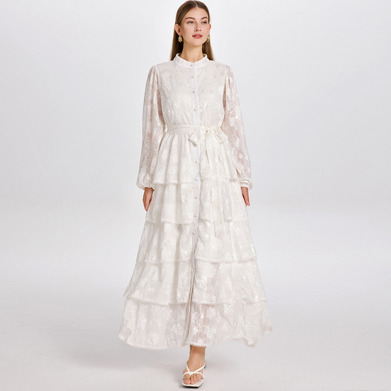 Real time shooting of exquisite palace style cardigan, European and American style embroidery jacquard patchwork lace temperament, waist cinching cake skirt Real time shooting of exquisite palace style cardigan, European and American style embroidery jacquard patchwork lace temperament, waist cinching cake skirt