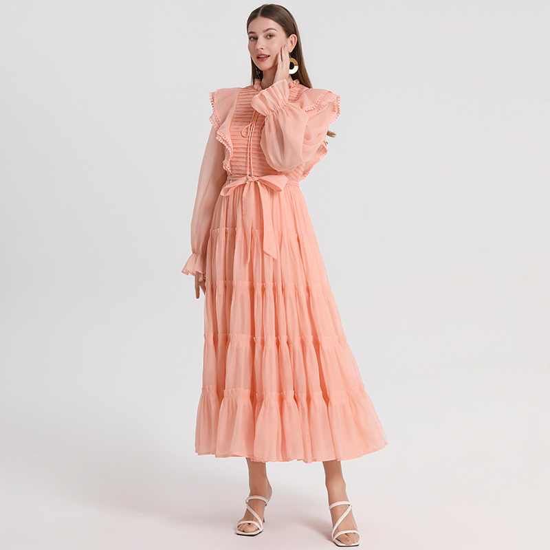 Real shot French pleated black fungus edge waist cinched plus size elegant dress Real shot French pleated black fungus edge waist cinched plus size elegant dress