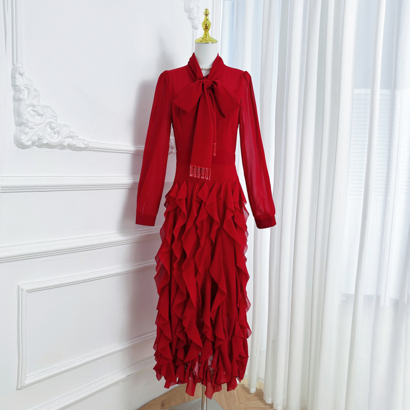 Realistic shooting of high-quality chiffon wood ear edge solid color scarf, rhinestone collar, tassel temperament, fishtail skirt for container loading Realistic shooting of high-quality chiffon wood ear edge solid color scarf, rhinestone collar, tassel temperament, fishtail skirt for container loading