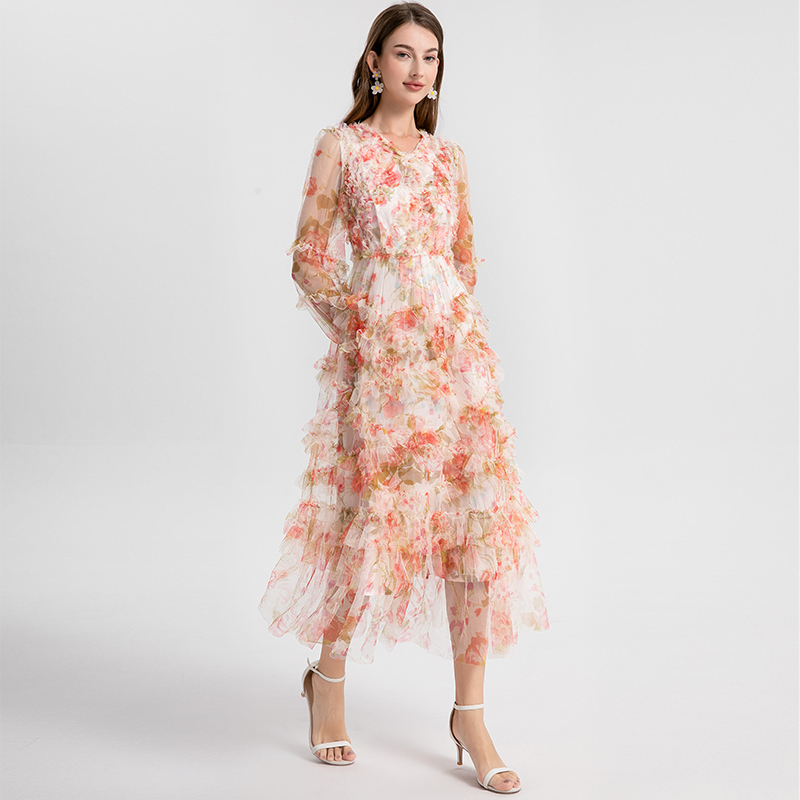 Real time shooting of high-quality heavy industry mesh, black fungus edge printing, romantic vacation fairy style little sister dress Real time shooting of high-quality heavy industry mesh, black fungus edge printing, romantic vacation fairy style little sister dress