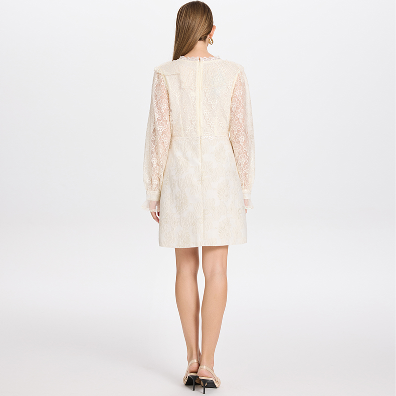 Realistic shooting of exquisite European and American heavy industry lace patchwork jacquard patchwork lace small fragrant style dress Realistic shooting of exquisite European and American heavy industry lace patchwork jacquard patchwork lace small fragrant style dress