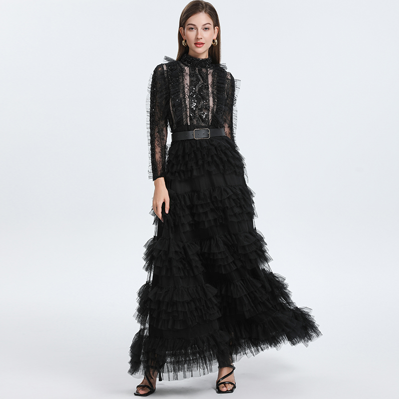 Real time shooting of heavy industry palace style mesh, handmade diamond matching with belt, formal dress with temperament Real time shooting of heavy industry palace style mesh, handmade diamond matching with belt, formal dress with temperament