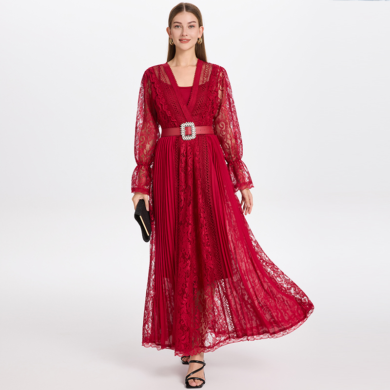 Real shot of Heavy Industry Chiffon Splicing Lace Two piece Set with Palace Style and Crystal Belt Dress Real shot of Heavy Industry Chiffon Splicing Lace Two piece Set with Palace Style and Crystal Belt Dress