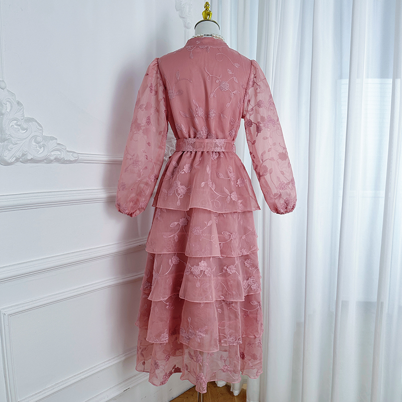 Heavy Industry French Palace Style Boutique Large Embroidered Elastic Waist with Belt Elegant Cake Skirt Heavy Industry French Palace Style Boutique Large Embroidered Elastic Waist with Belt Elegant Cake Skirt