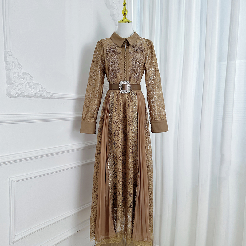 Real shot of handmade flower doll collar with crystal belt, lace splicing, wrinkled chiffon temperament jumpsuit by heavy industry Real shot of handmade flower doll collar with crystal belt, lace splicing, wrinkled chiffon temperament jumpsuit by heavy industry