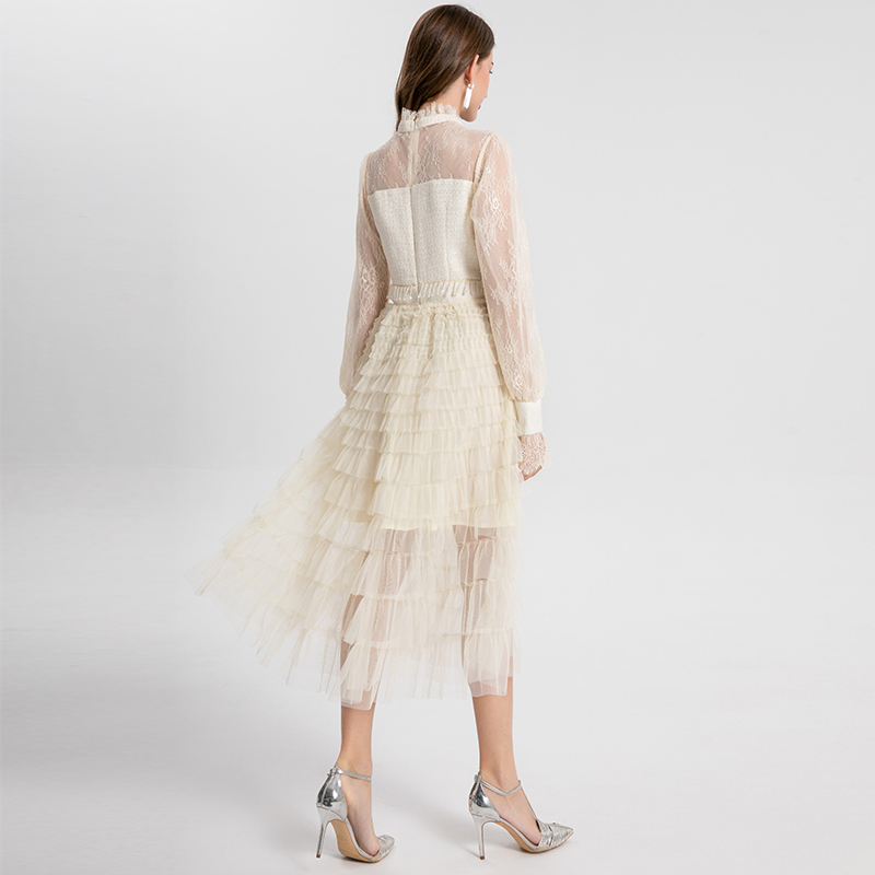 Real shot - Fine women's clothing, heavy industry, coarse tweed splicing, mesh, cake skirt, crystal tassel, temperament, fairy Real shot - Fine women's clothing, heavy industry, coarse tweed splicing, mesh, cake skirt, crystal tassel, temperament, fairy