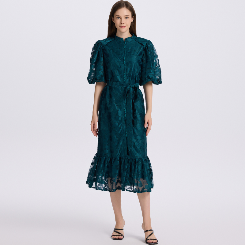 Realistic Heavy duty Lace European Style Waist Loose fit Large Swing Dress Realistic Heavy duty Lace European Style Waist Loose fit Large Swing Dress