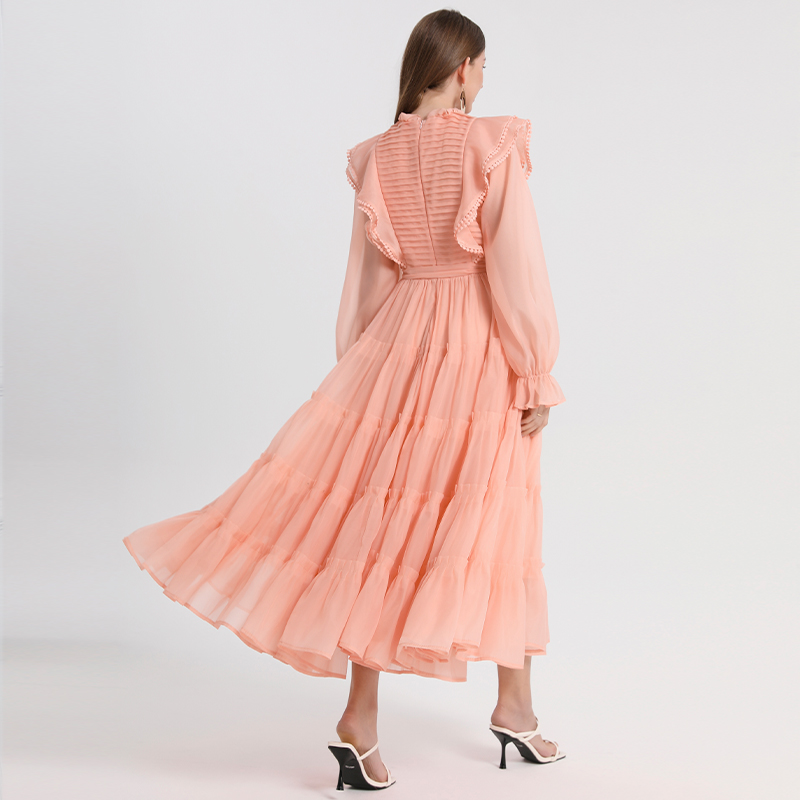 Real shot French pleated black fungus edge waist cinched plus size elegant dress Real shot French pleated black fungus edge waist cinched plus size elegant dress